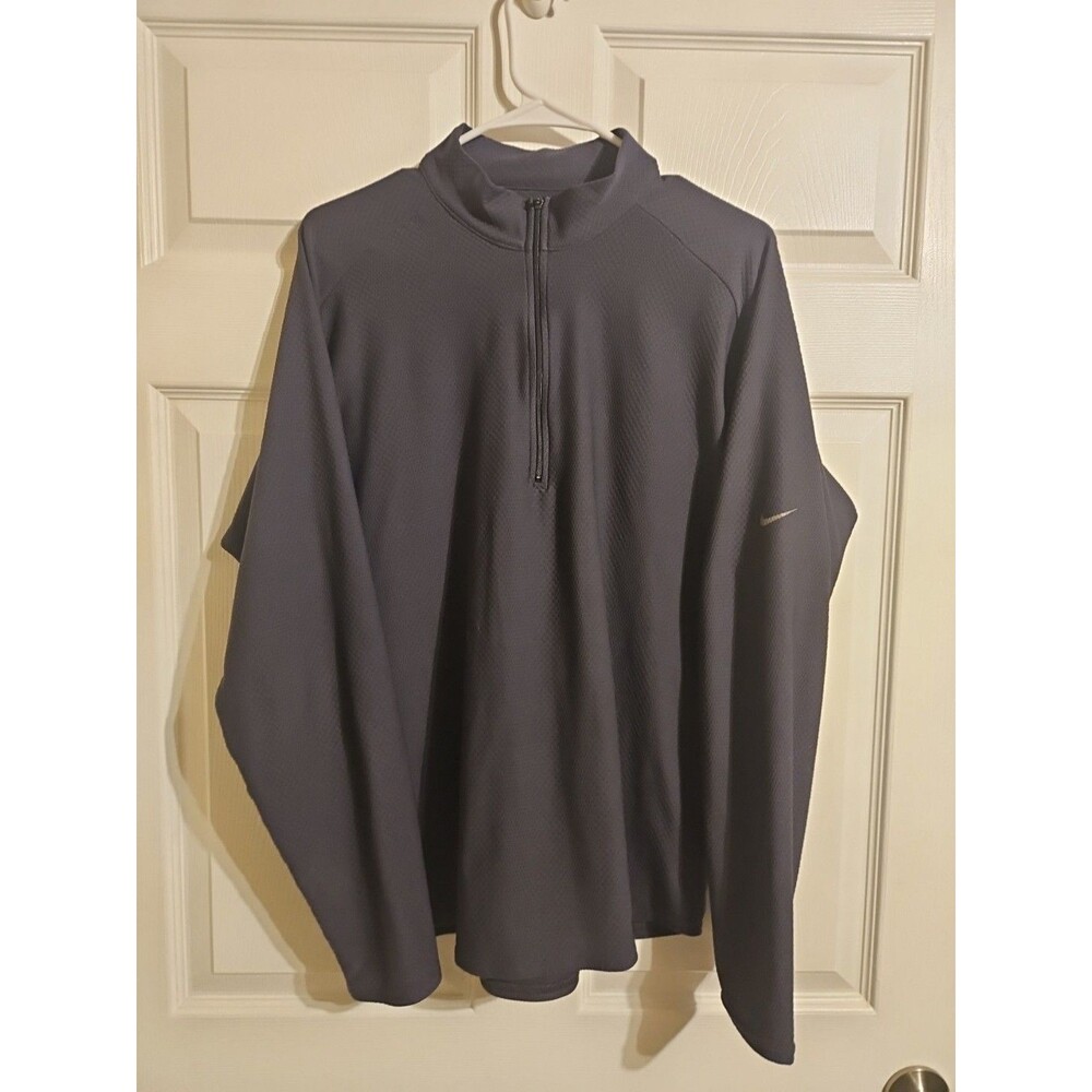 Nike Dri Fit 1/4 Zip Shirt Gray Mens Size XL Lightweight Long Sleeve Made In USA